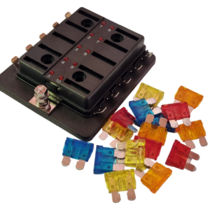 Automotive 10 way LED fusebox with Negative Bus Bar